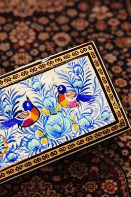 جعبه مضراب سنتور مدل خاتم کاری طرح باغ